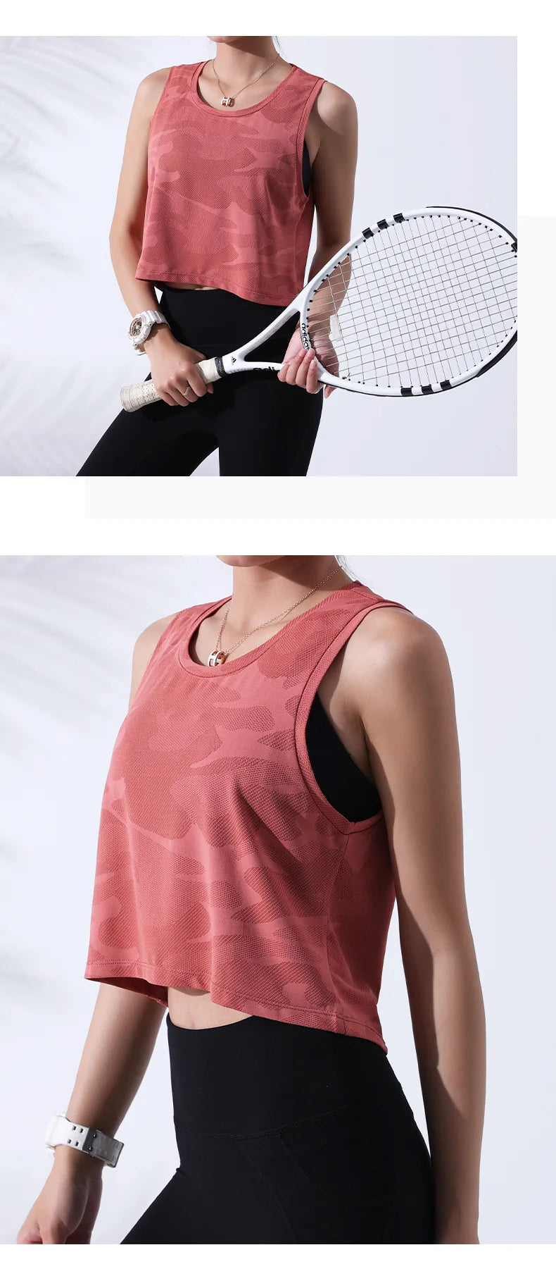 Women’s Camouflage Mesh Fitness Crop Tank Top