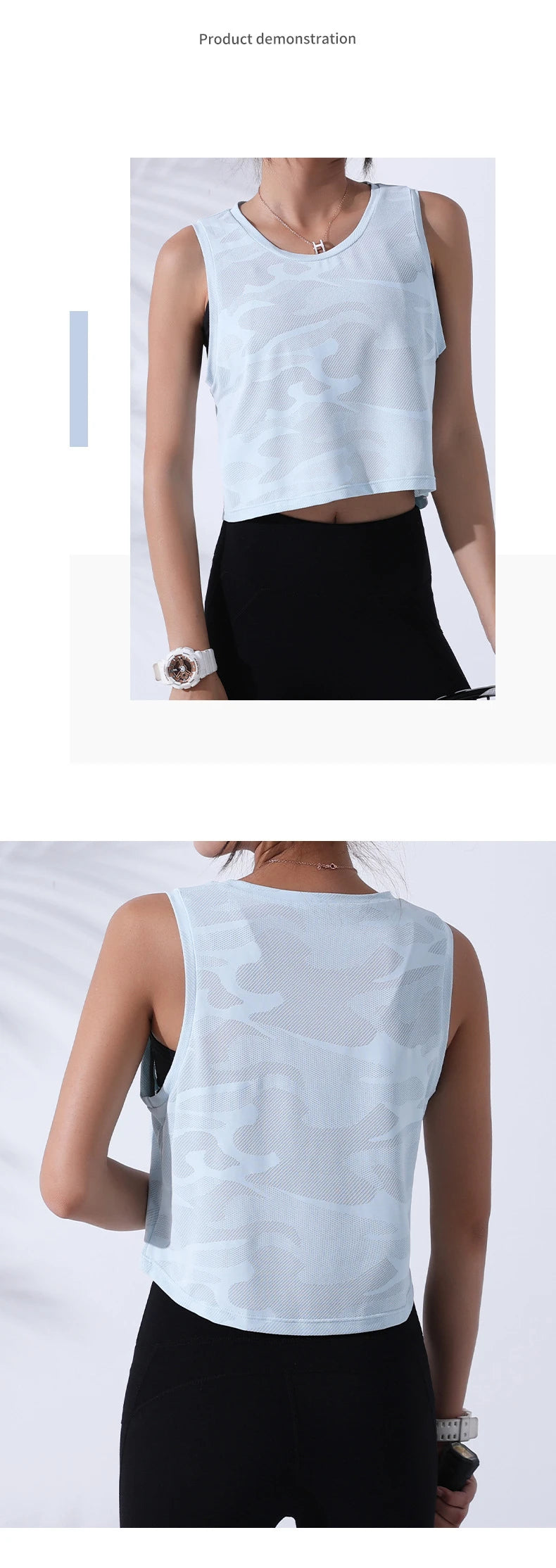 Women’s Camouflage Mesh Fitness Crop Tank Top