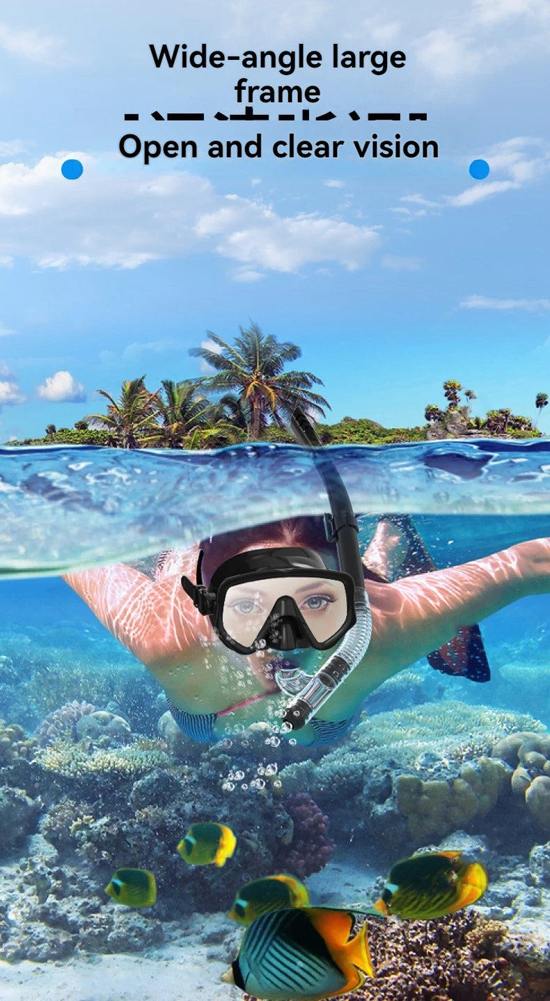 Adult Diving Mask & Snorkel Set – Tempered Glass