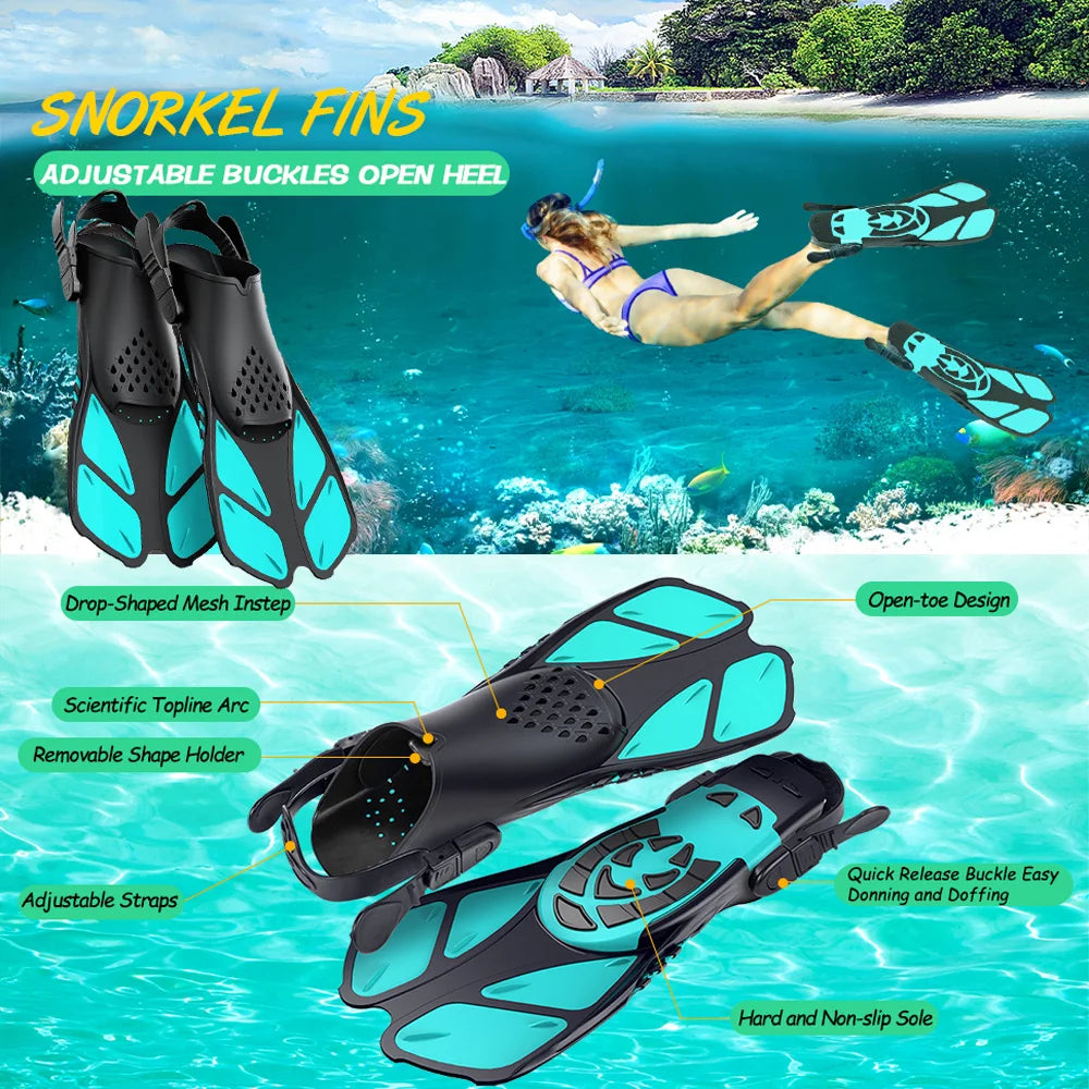 Adjustable Snorkel Fins & Swimming Flippers