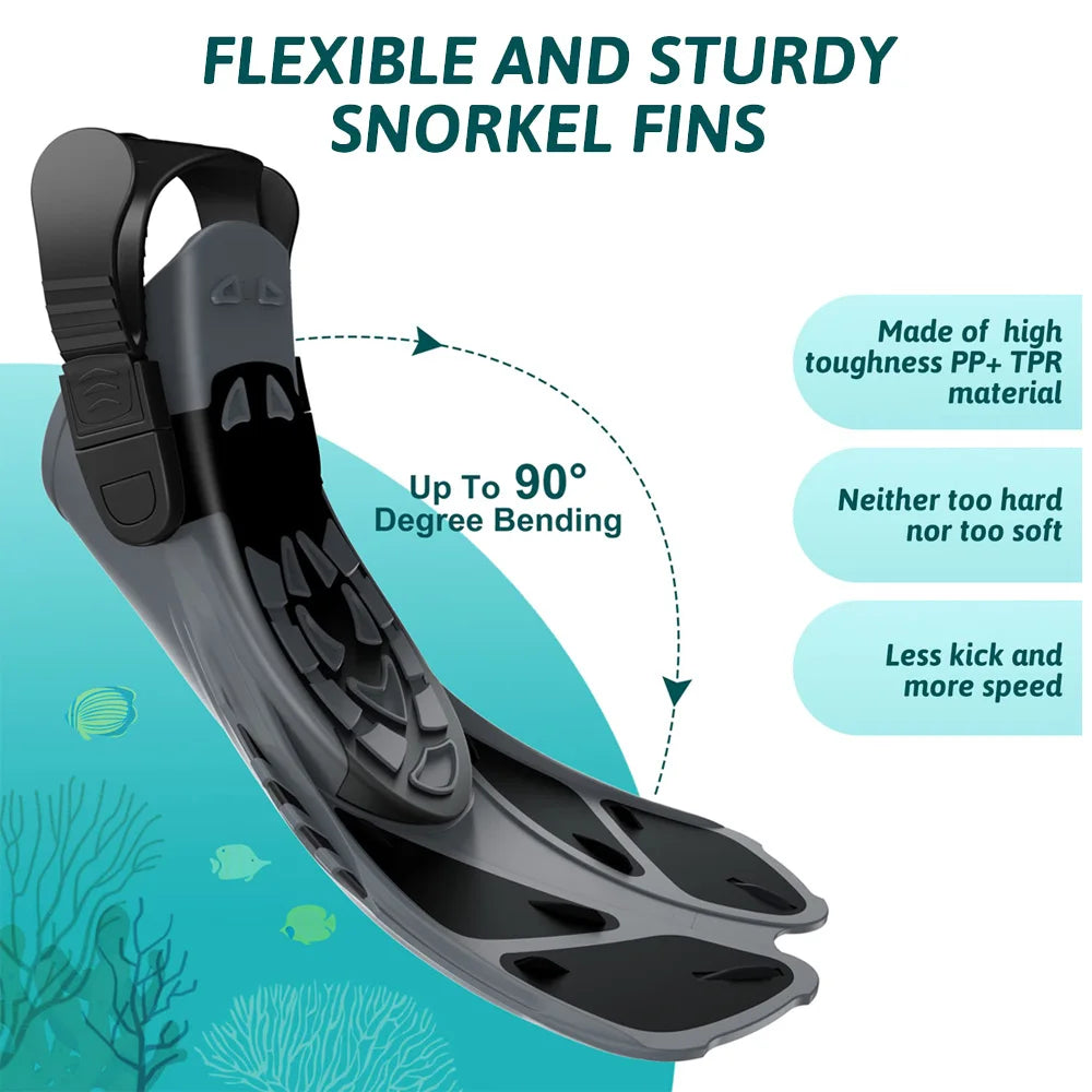 Adjustable Snorkel Fins & Swimming Flippers