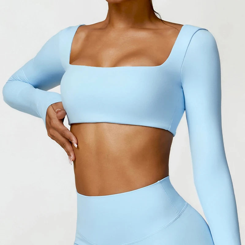 Women’s Quick-Dry Square Neck Gym Crop Top