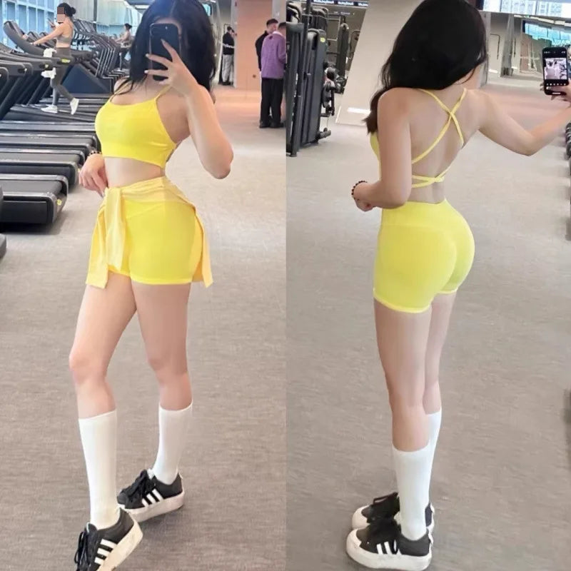 Seamless High-Waisted Peach Hip Fitness Shorts