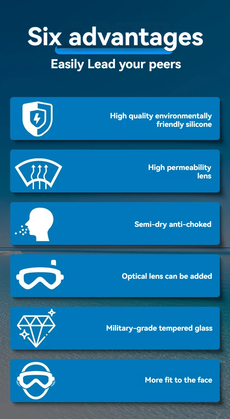 Adult Diving Mask & Snorkel Set – Tempered Glass