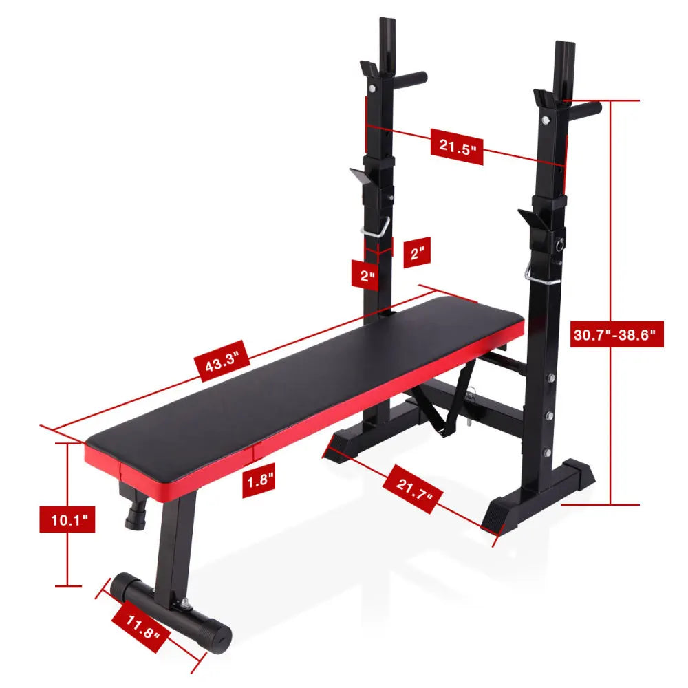 Adjustable Folding Workout Bench with Squat Rack