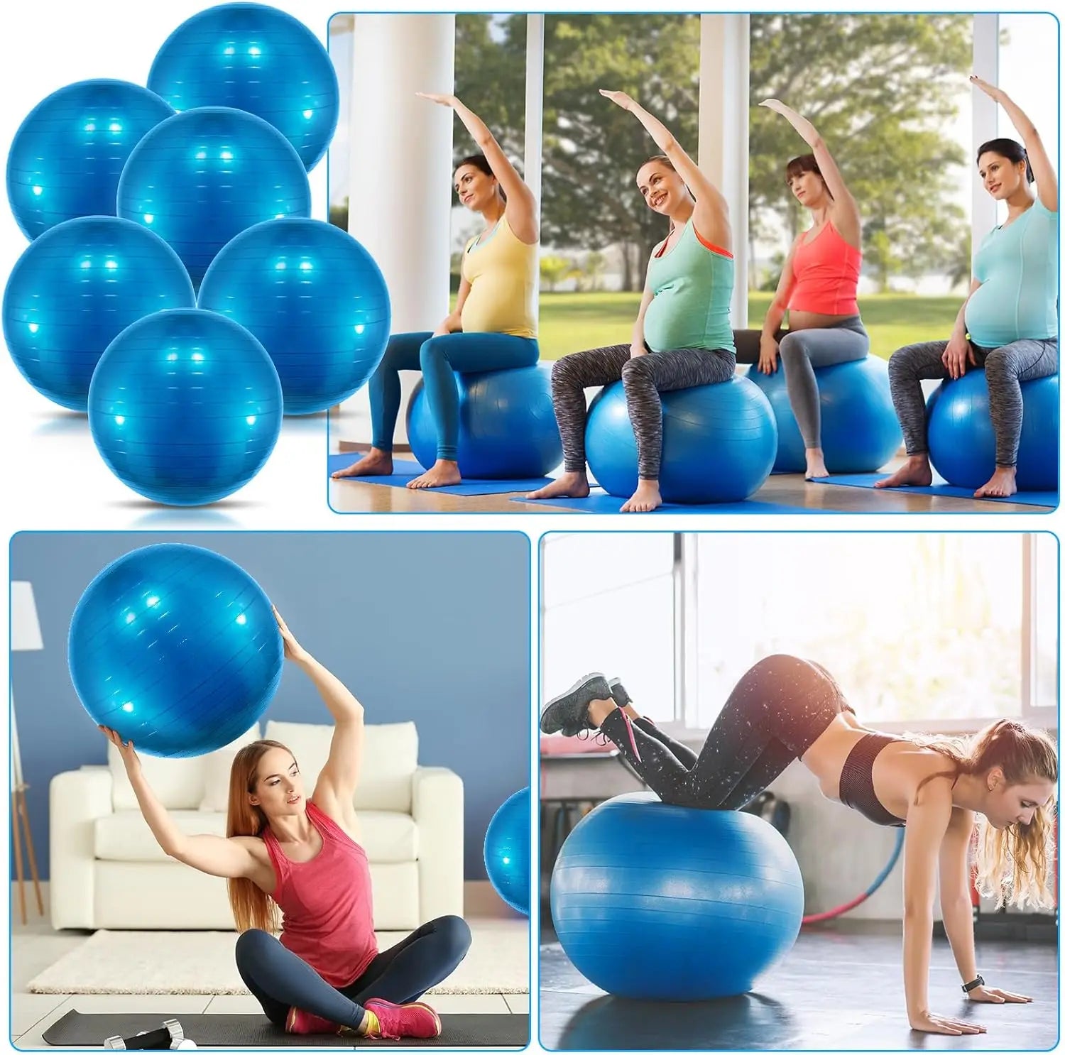 6-Pcs PVC Yoga & Exercise Ball Set
