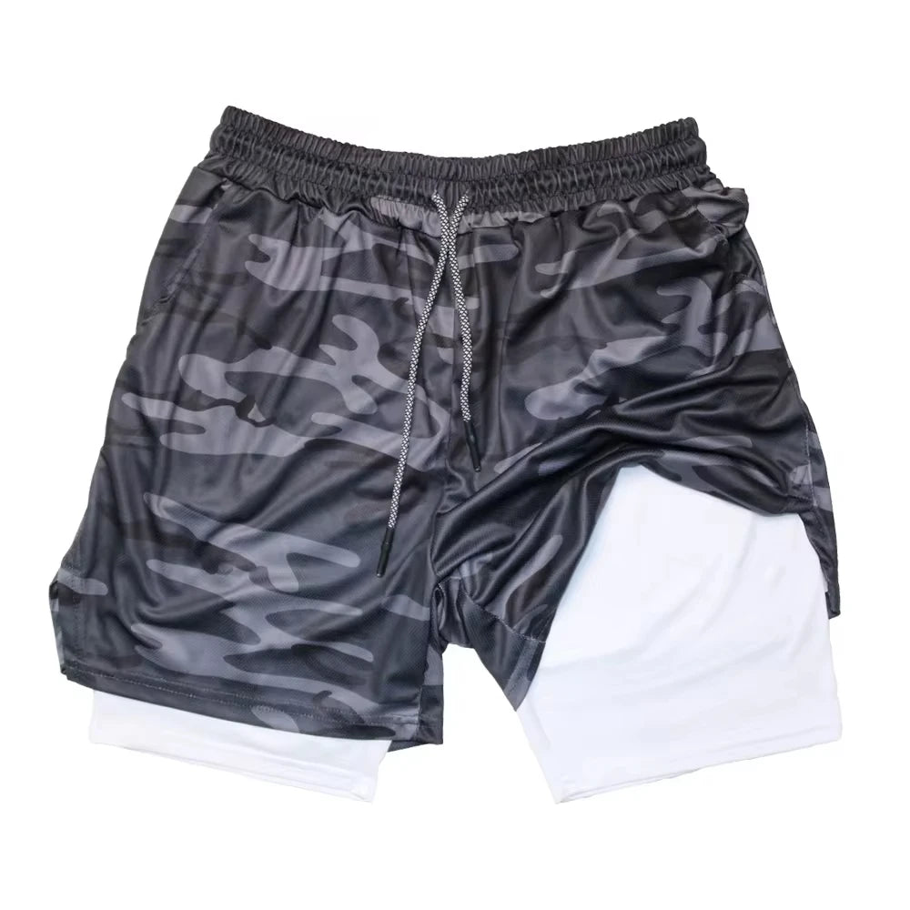 Men’s 2-in-1 Double Layer Fitness Shorts – Quick Dry Gym Training Shorts