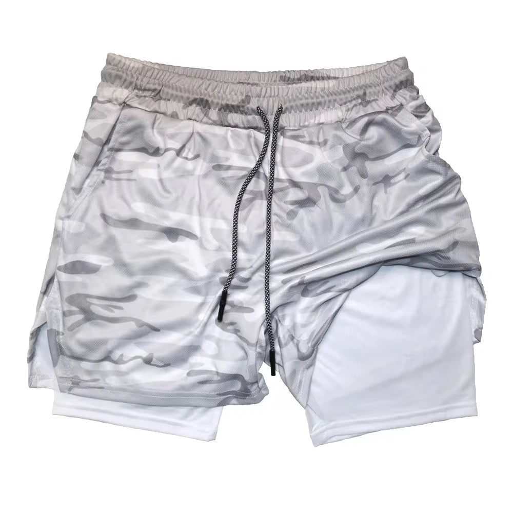 Men’s 2-in-1 Double Layer Fitness Shorts – Quick Dry Gym Training Shorts