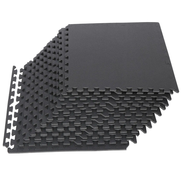 12-Piece Interlocking Foam Gym Mats – 24"×24"