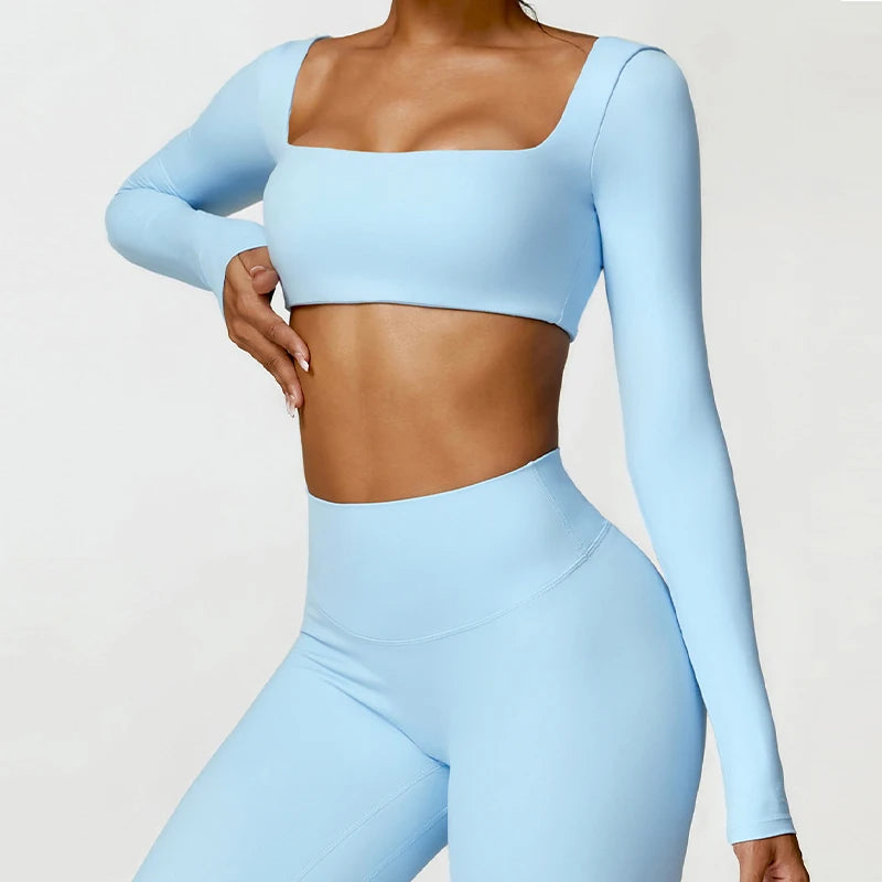Women’s Quick-Dry Square Neck Gym Crop Top