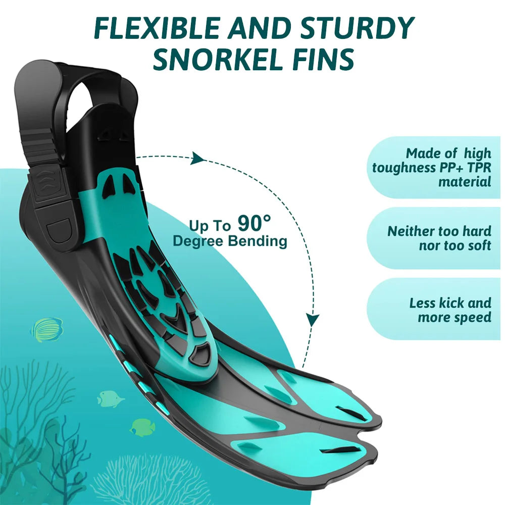 Adjustable Snorkel Fins & Swimming Flippers