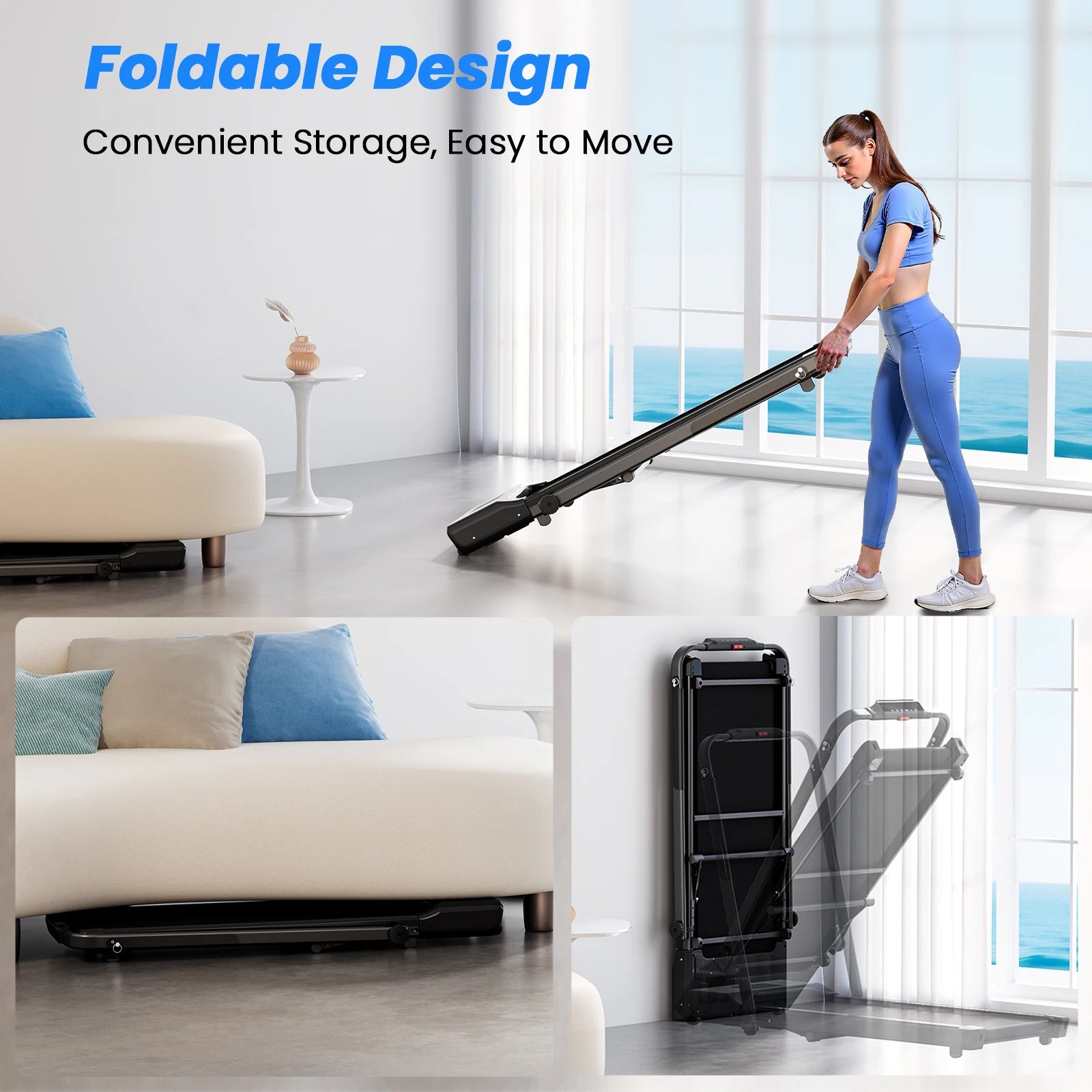 3.0HP Foldable Home Treadmill – 300lbs Capacity