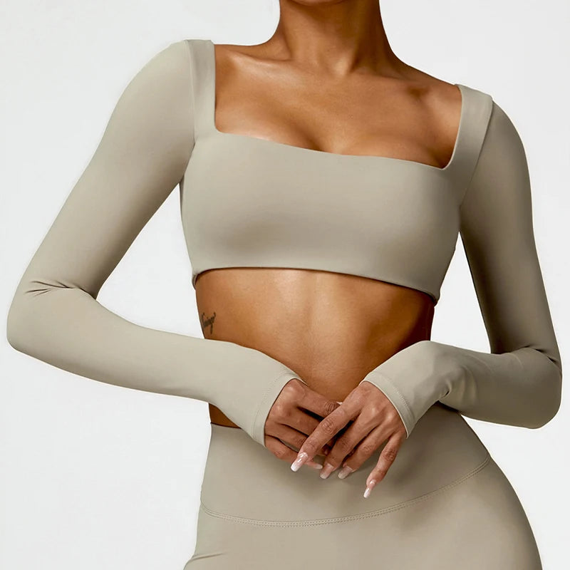 Women’s Quick-Dry Square Neck Gym Crop Top