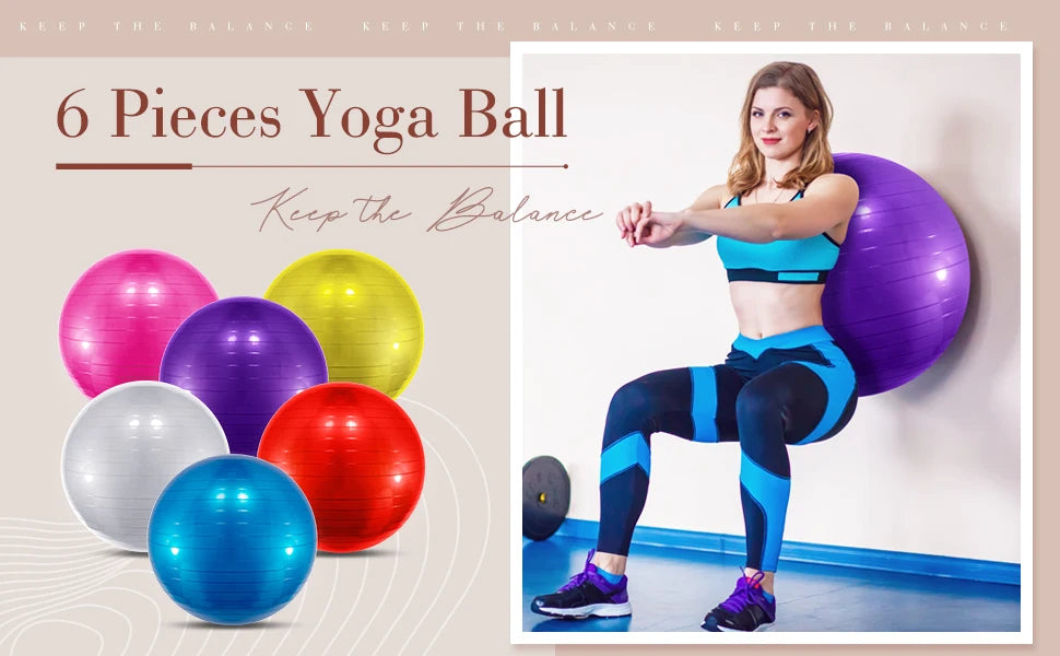 6-Pcs PVC Yoga & Exercise Ball Set