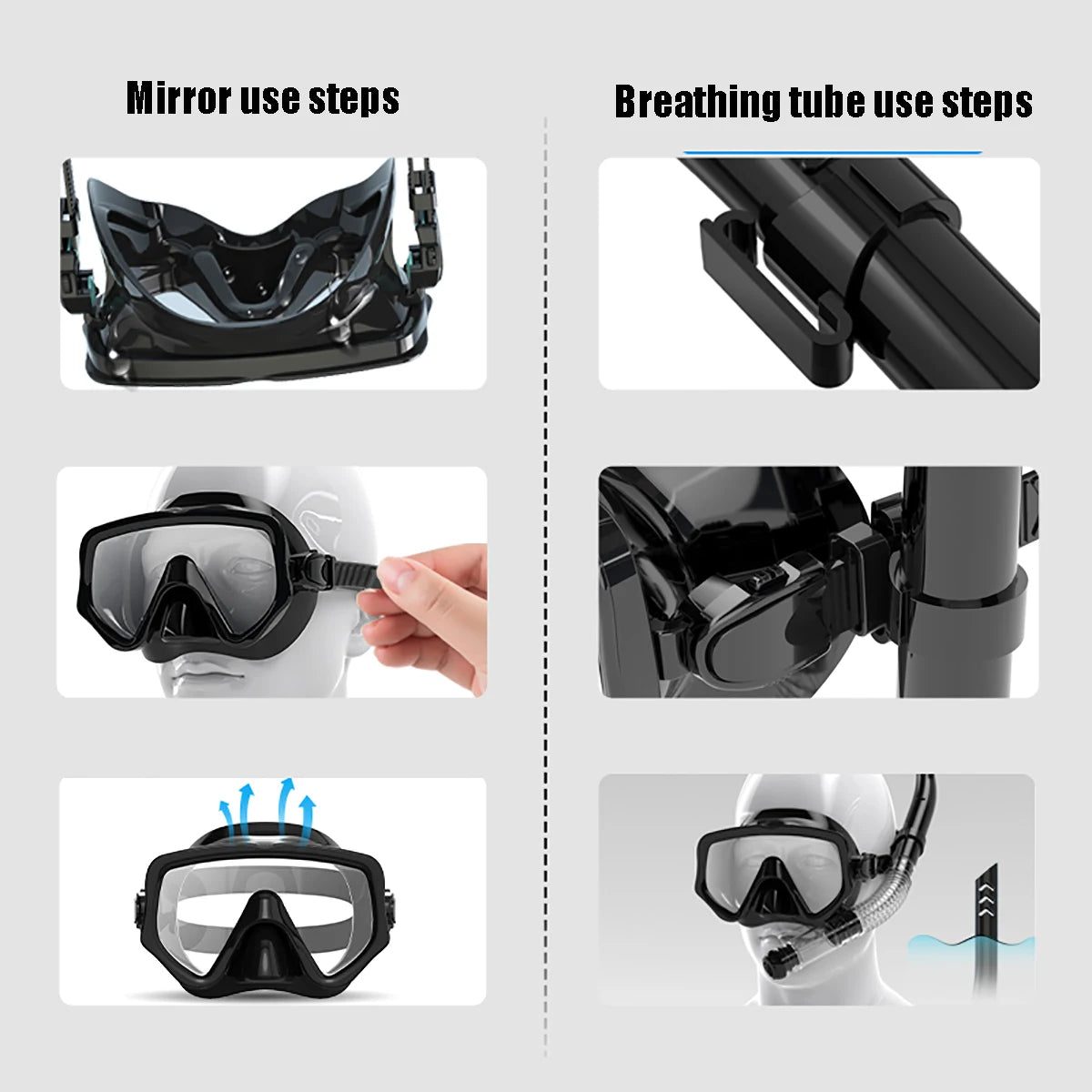 Adult Diving Mask & Snorkel Set – Tempered Glass