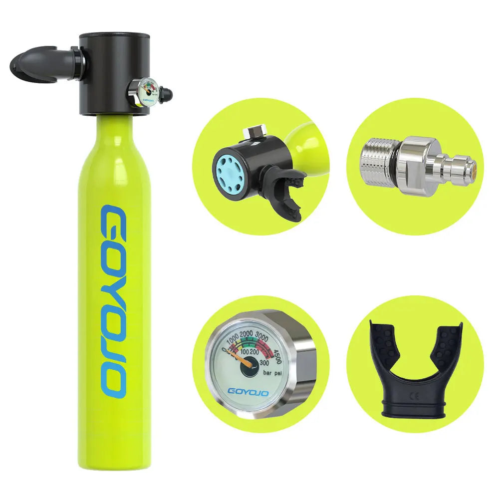 Mini Scuba Tank 0.5L Portable Diving Oxygen Cylinder for Spearfishing (5–10 Min)