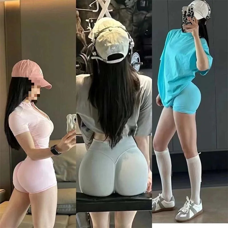 Seamless High-Waisted Peach Hip Fitness Shorts