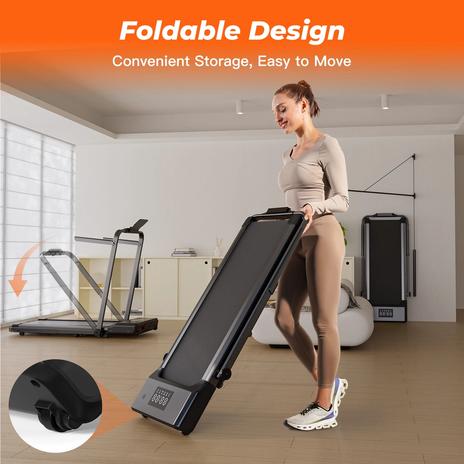 3.0HP Foldable Home Treadmill – 300lbs Capacity