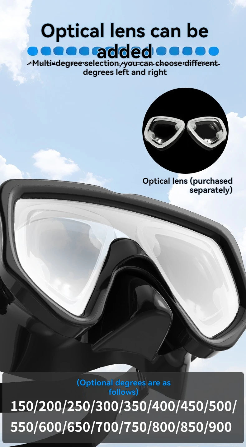 Adult Diving Mask & Snorkel Set – Tempered Glass