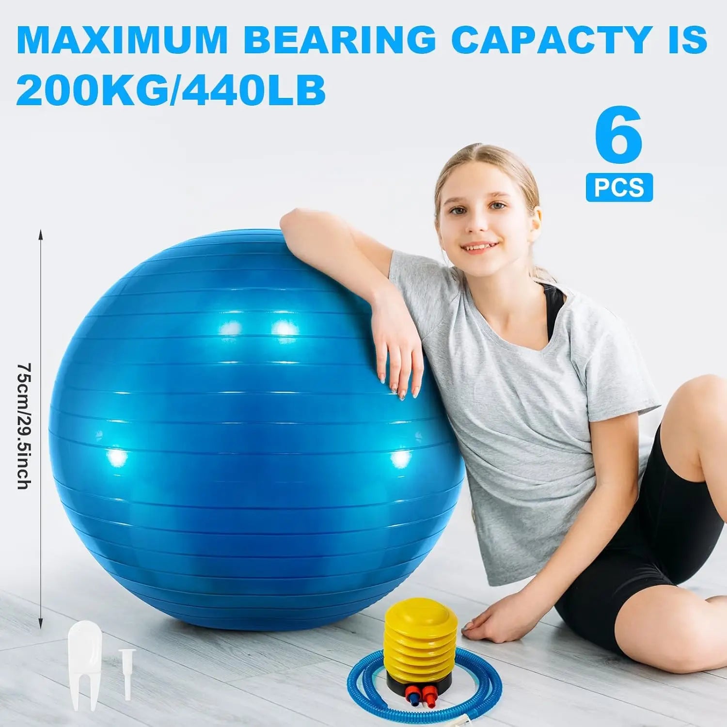 6-Pcs PVC Yoga & Exercise Ball Set