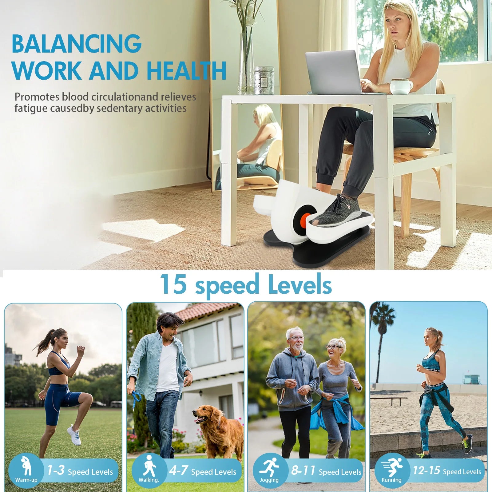 Portable Under-Desk Elliptical Pedal Exerciser