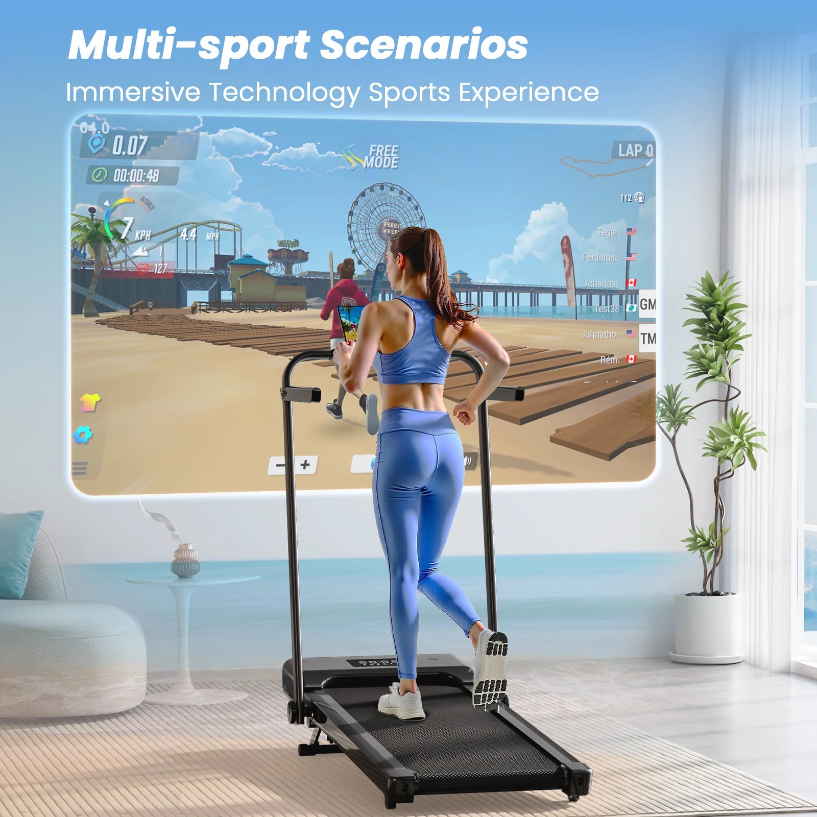 3.0HP Foldable Home Treadmill – 300lbs Capacity