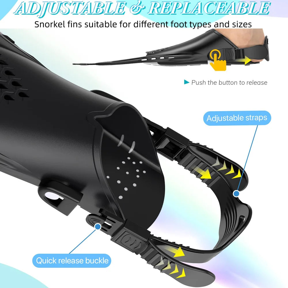 Adjustable Snorkel Fins & Swimming Flippers