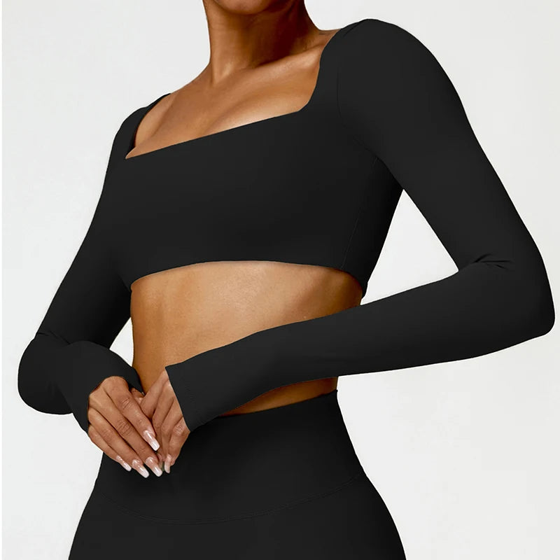 Women’s Quick-Dry Square Neck Gym Crop Top