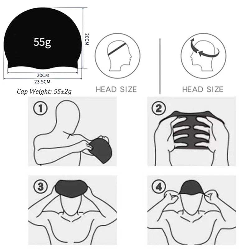 Silicone Swimming Cap – Large Waterproof