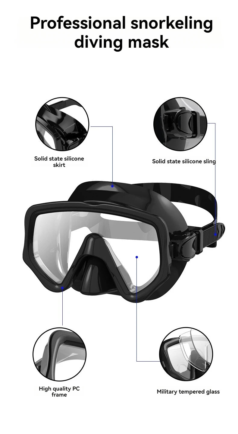 Adult Diving Mask & Snorkel Set – Tempered Glass