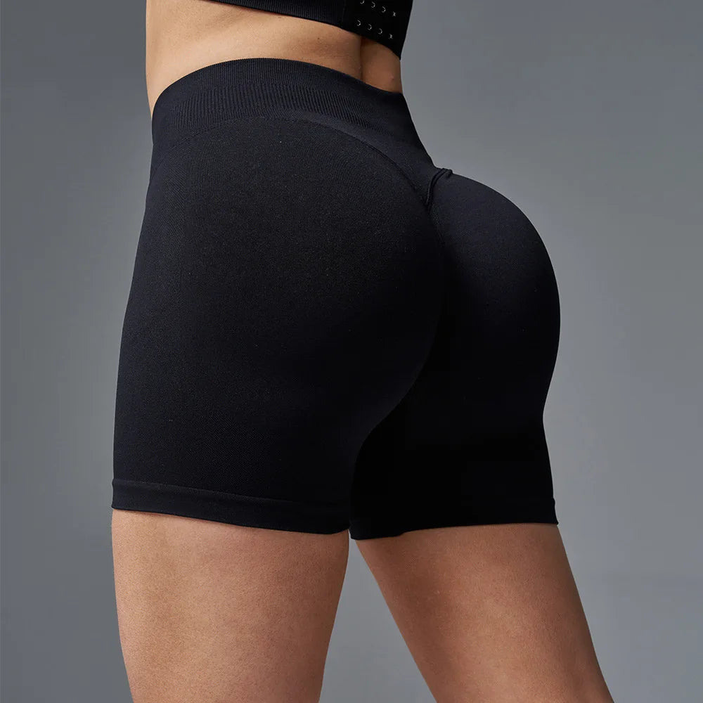 Seamless High-Waisted Peach Hip Fitness Shorts