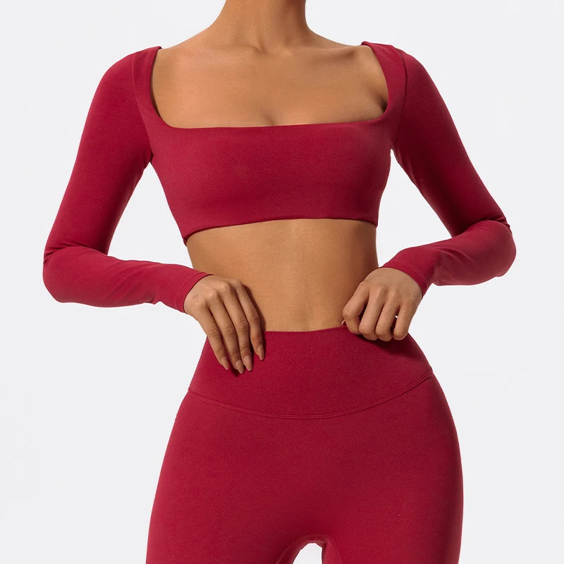 Women’s Quick-Dry Square Neck Gym Crop Top