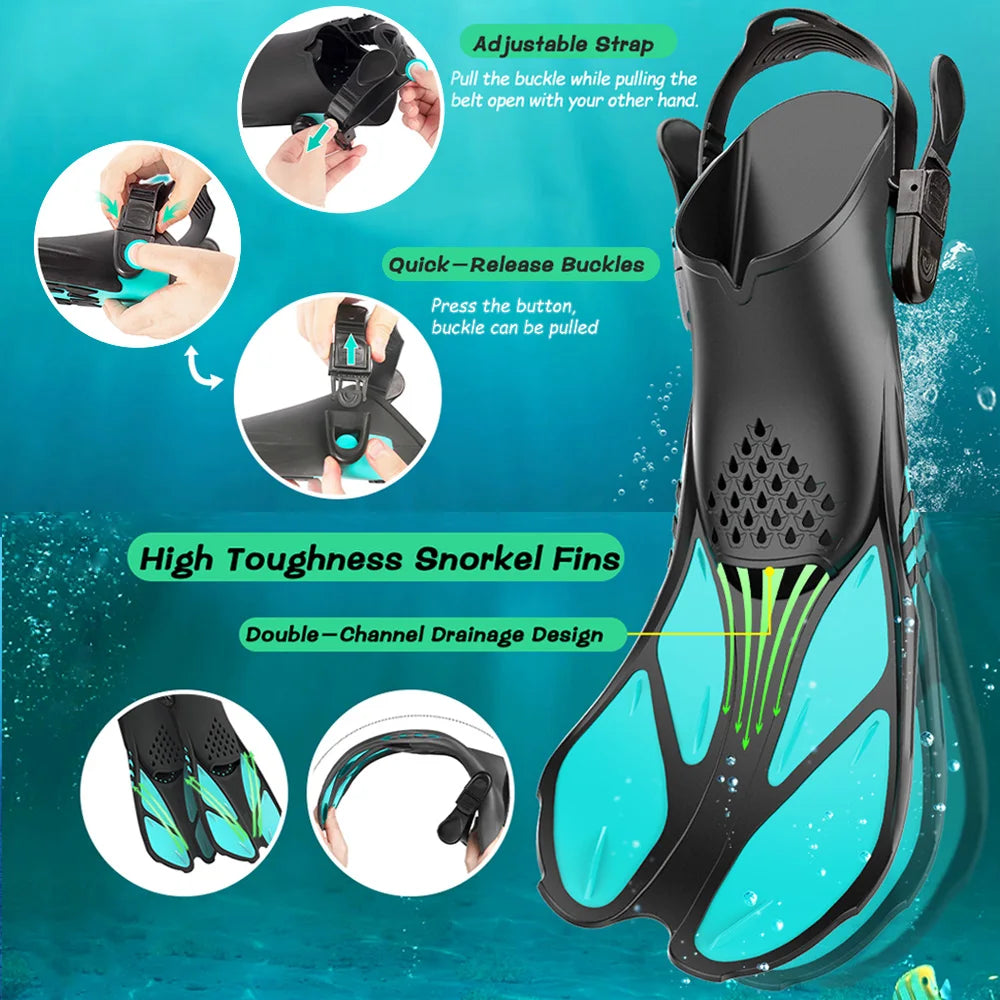 Adjustable Snorkel Fins & Swimming Flippers