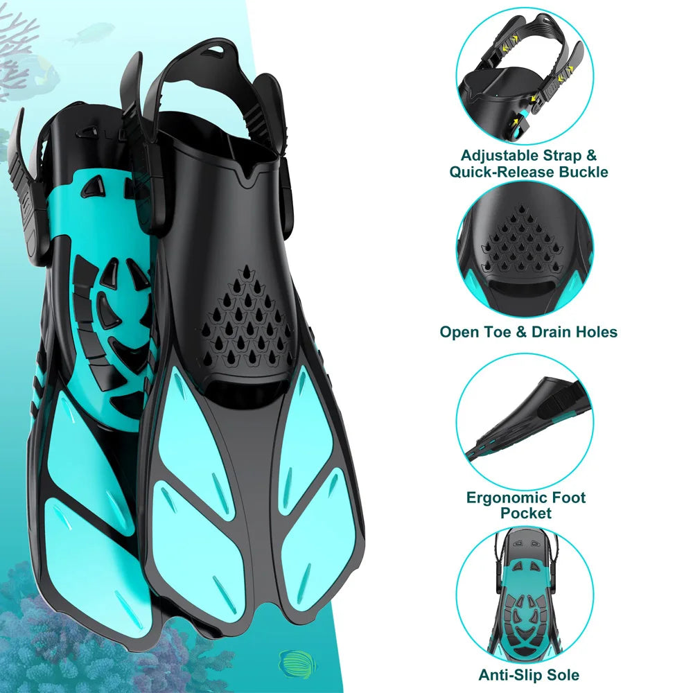 Adjustable Snorkel Fins & Swimming Flippers