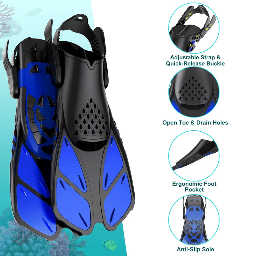 Adjustable Snorkel Fins & Swimming Flippers